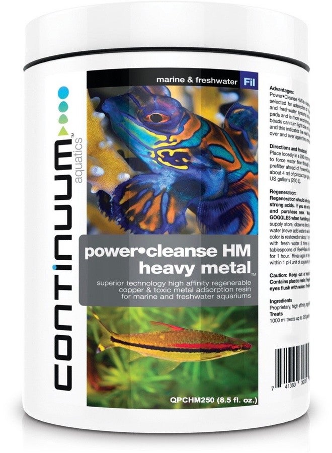 Continuum Aquatics Power Cleanse HM Heavy Metal ââ‚¬â€œ Regenerable Copper and Metal Removing Filter Resin for Marine Saltwater and Freshwater Aquariums, 250-ml - Image 1